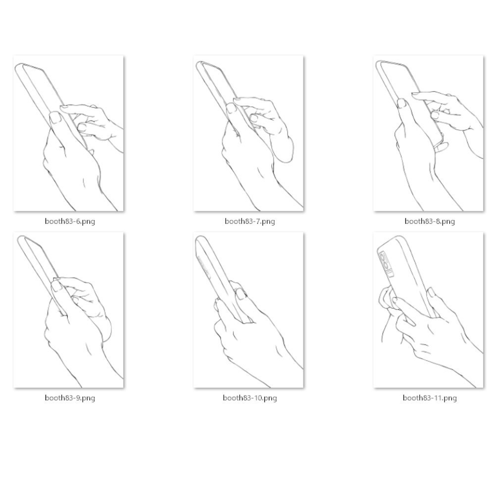 83.左手でスマホを持ち右手で操作する手【イラスト・漫画用素材】無料サンプルございます