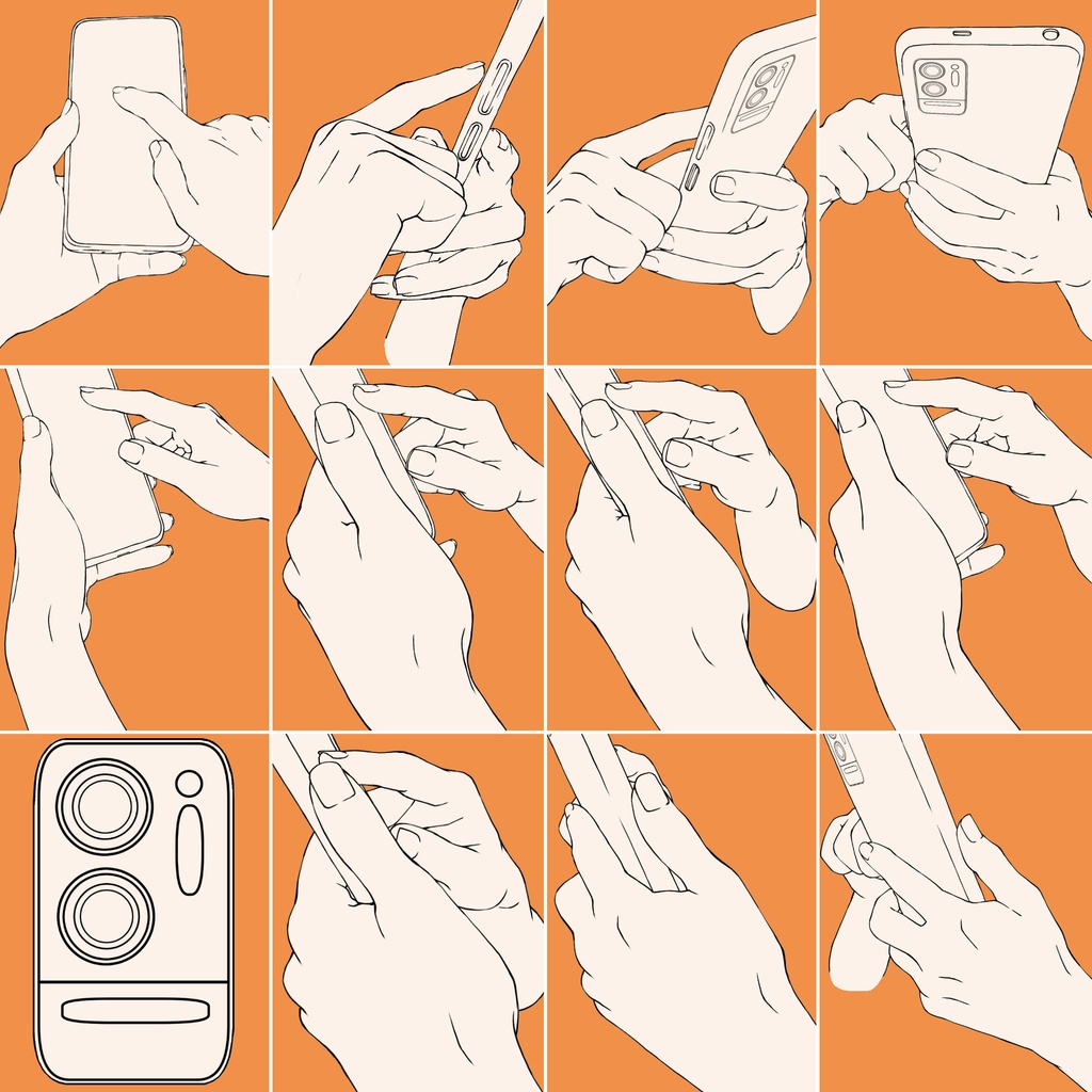 83.左手でスマホを持ち右手で操作する手【イラスト・漫画用素材】無料サンプルございます