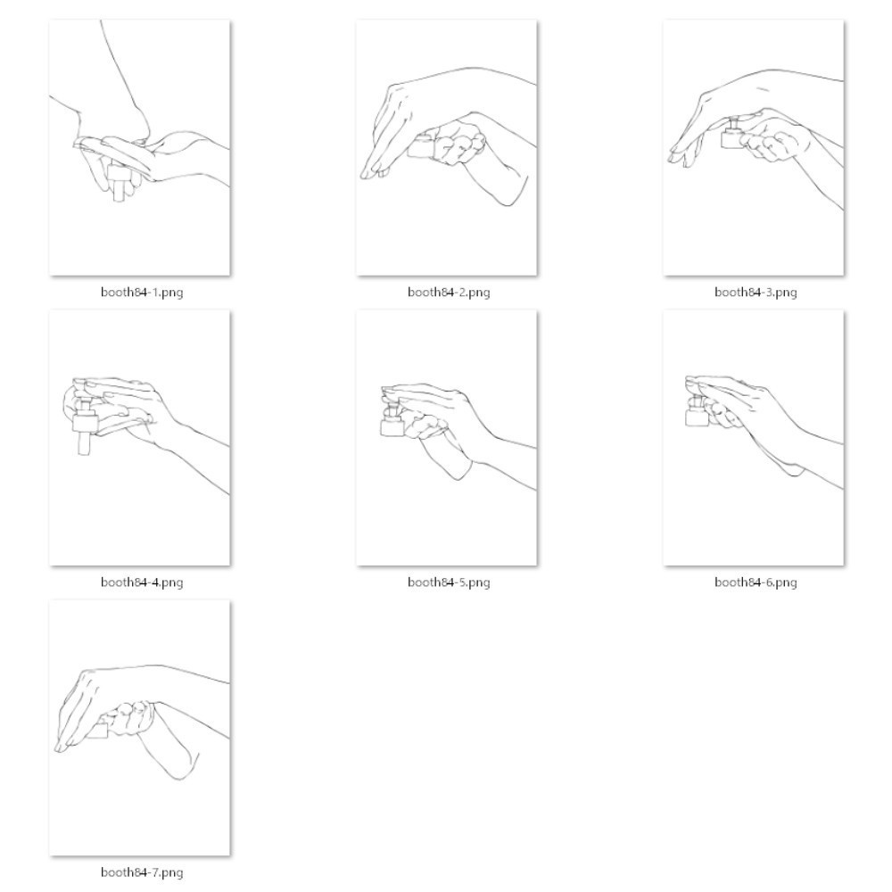 84.【無料フリー素材】両手でプッシュボトルを押す手【イラスト・漫画用素材】