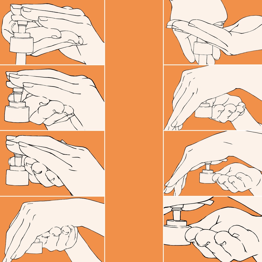 84.【無料フリー素材】両手でプッシュボトルを押す手【イラスト・漫画用素材】