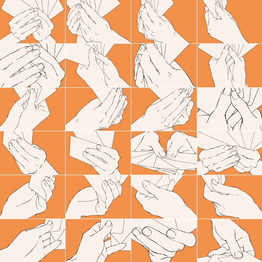 85.両手、片手でカードを持つ手【イラスト・漫画用素材】無料サンプルございます