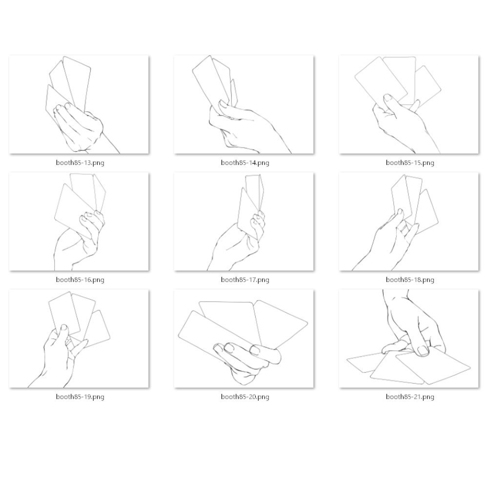 85.両手、片手でカードを持つ手【イラスト・漫画用素材】無料サンプルございます