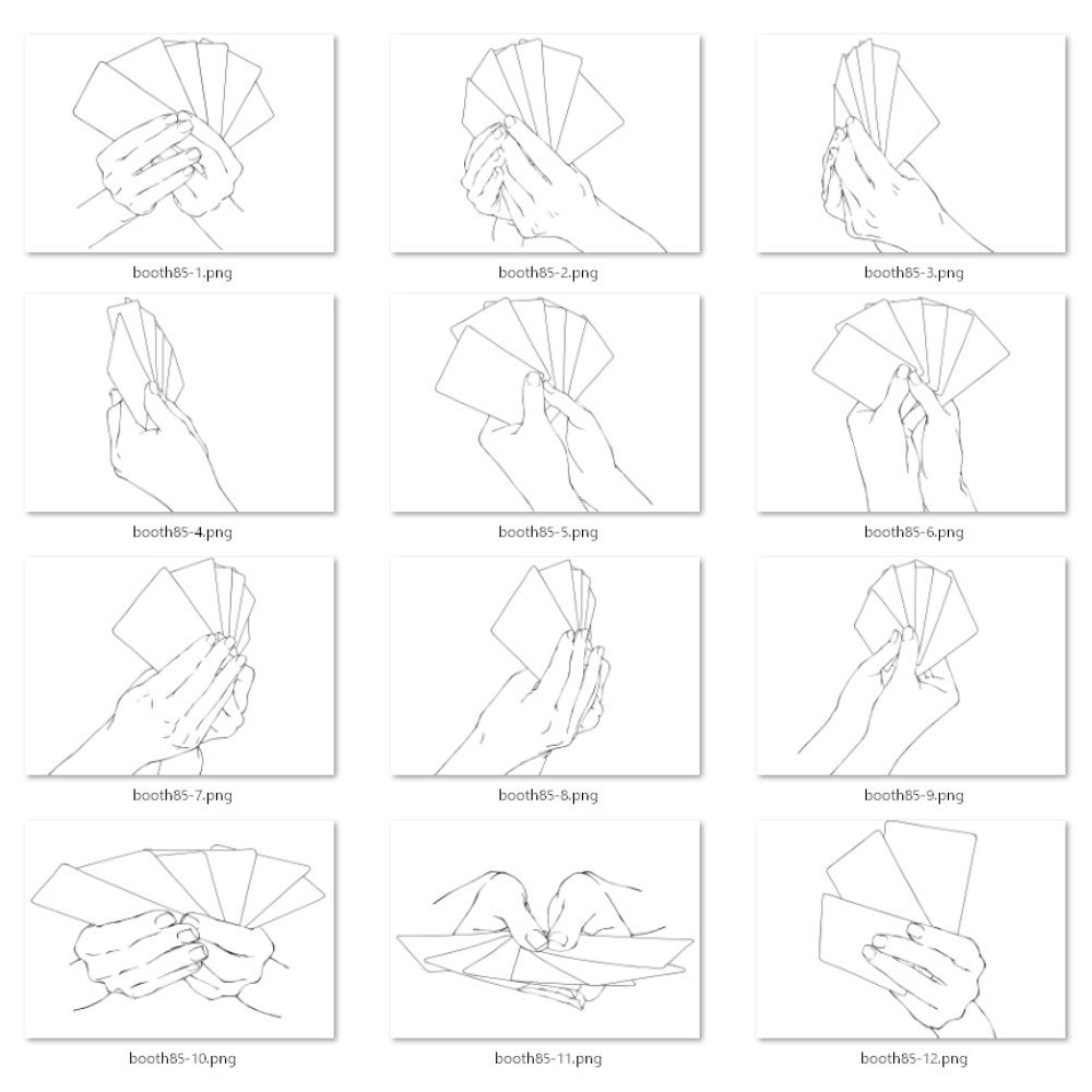 85.両手、片手でカードを持つ手【イラスト・漫画用素材】無料サンプルございます