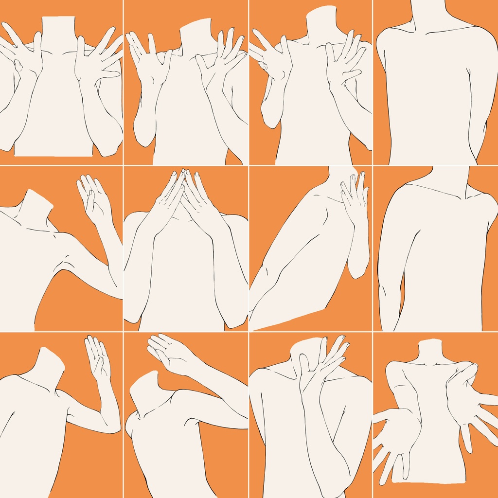 86.様々な上半身のポーズ【イラスト・漫画用素材】無料サンプルございます