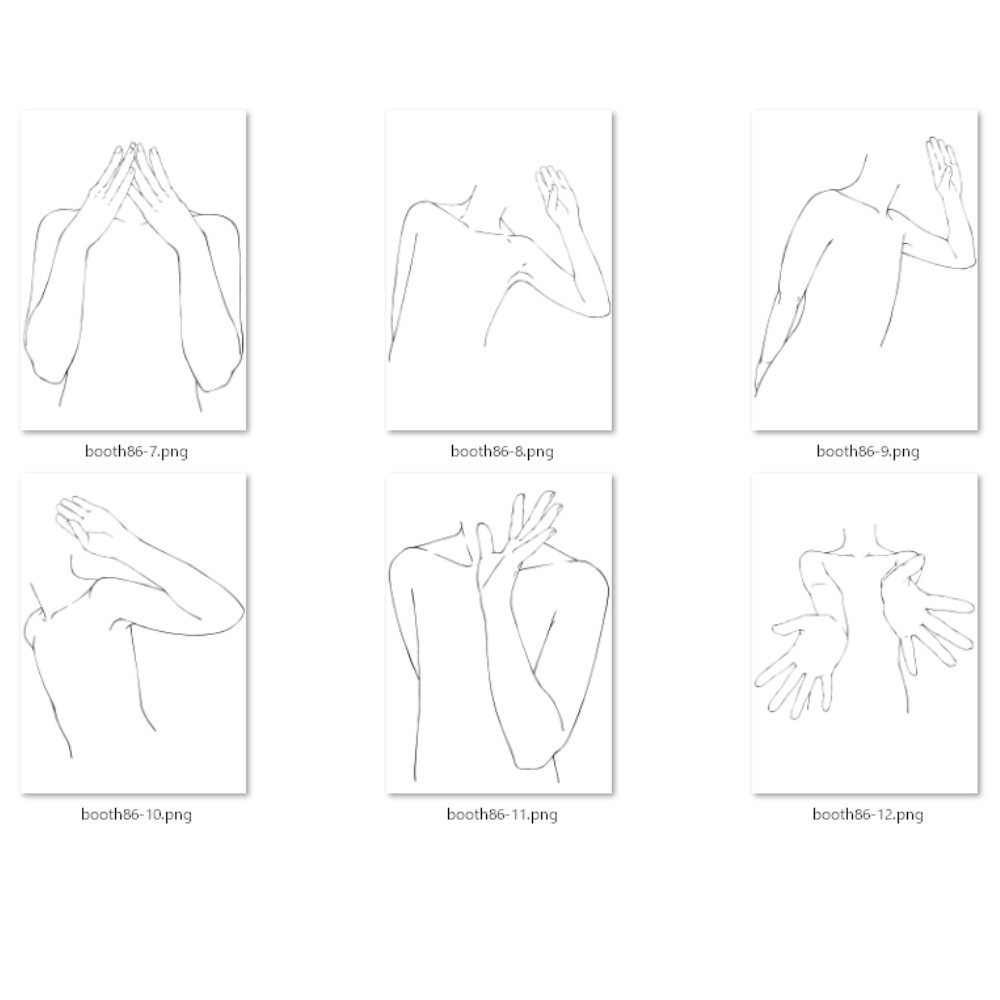 86.様々な上半身のポーズ【イラスト・漫画用素材】無料サンプルございます