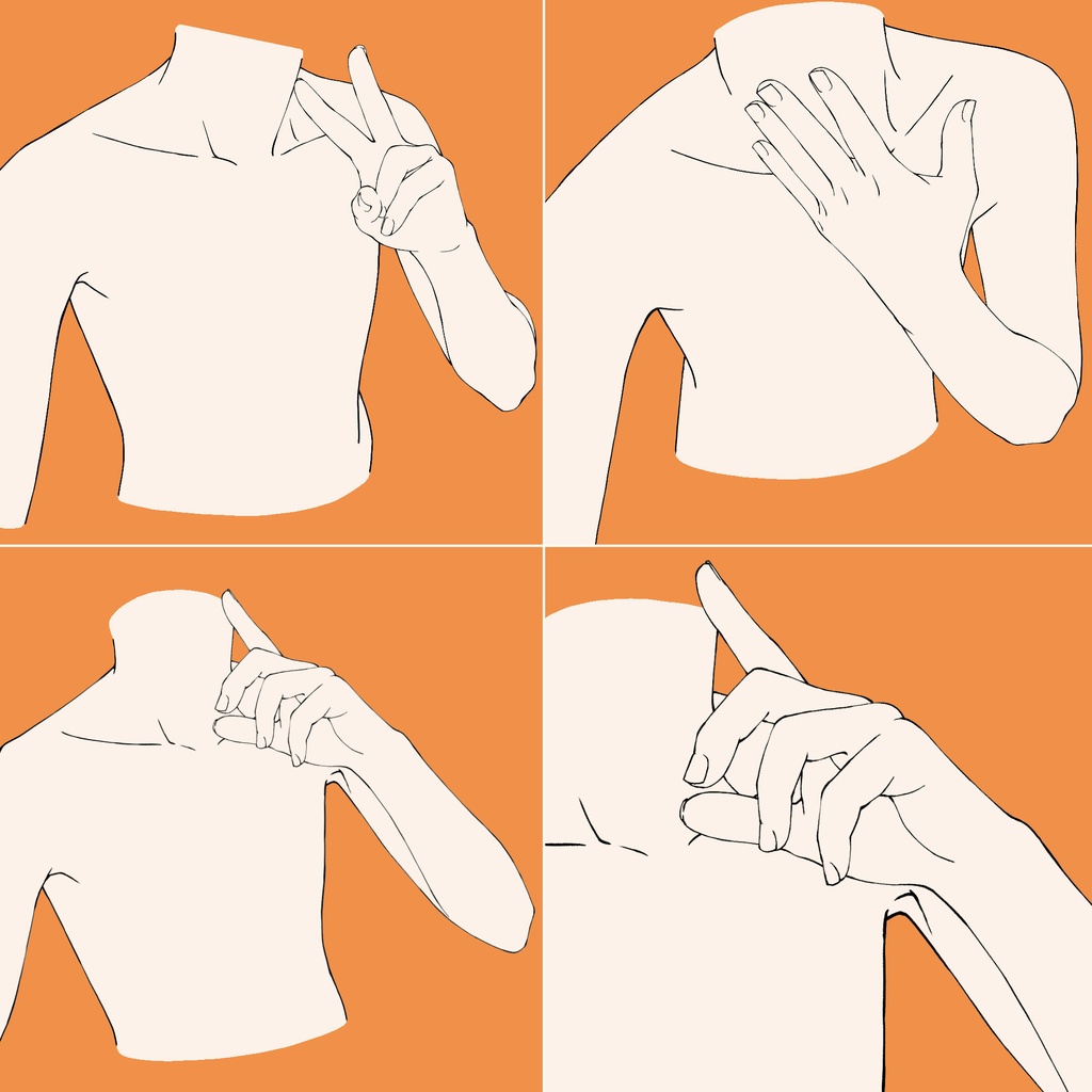 87.【無料フリー素材】上半身の自撮りポーズ【イラスト・漫画用素材】