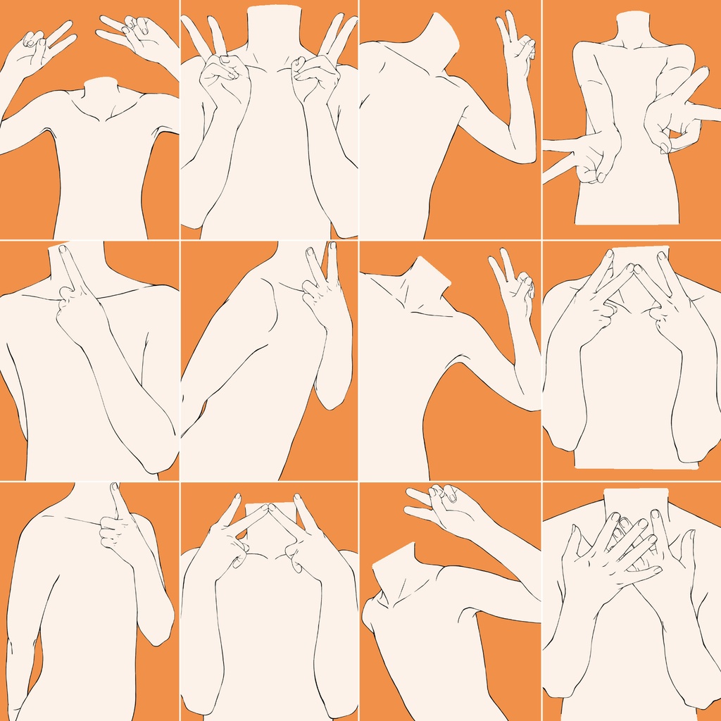 88.様々な上半身のポーズ【イラスト・漫画用素材】無料サンプルございます