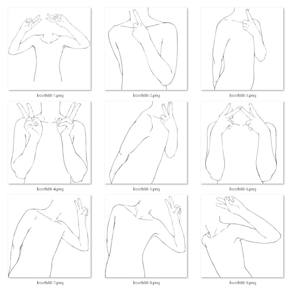 88.様々な上半身のポーズ【イラスト・漫画用素材】無料サンプルございます