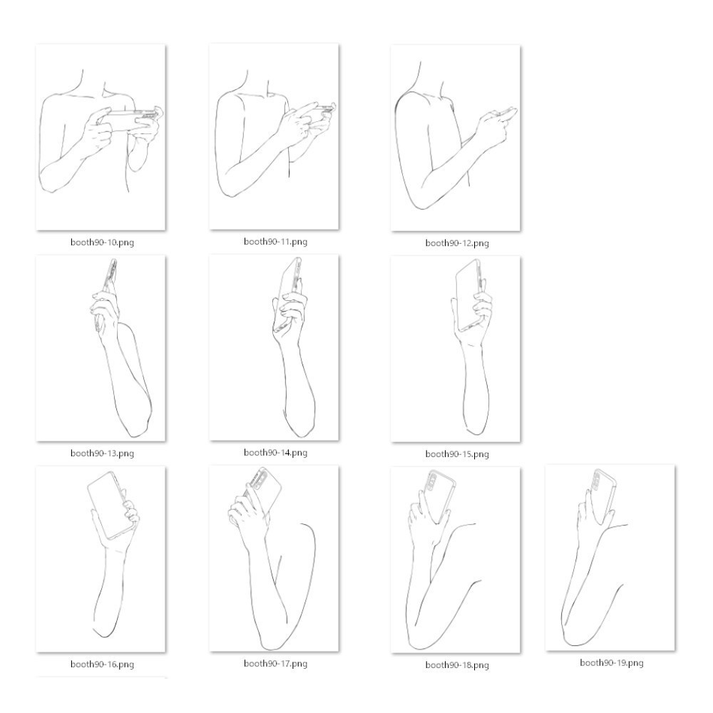 90.スマートフォンで写真を撮る・電話をする・動画を見る【イラスト・漫画用素材】無料サンプルございます