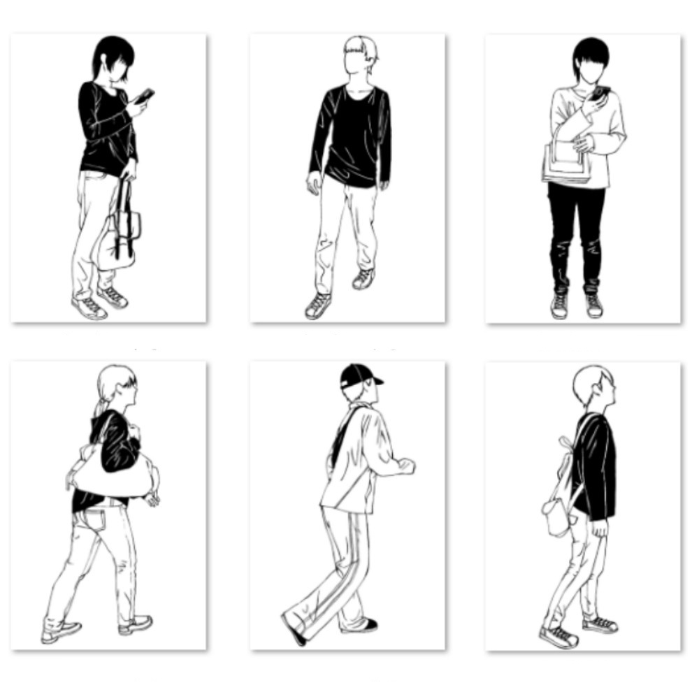 🎁👤【無料・フリー素材】背景の密度UP!遠景モブキャラクター素材集(透過PNG/ClipStudio対応)【イラスト・漫画用素材】:91