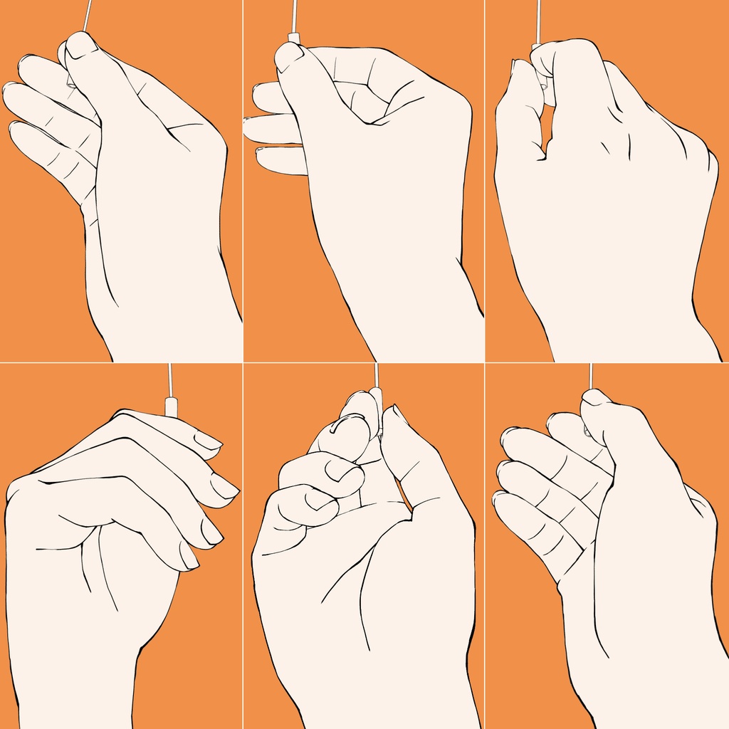 92.【無料・フリー素材】様々なアングルからの紐を引く手【イラスト・漫画用素材】