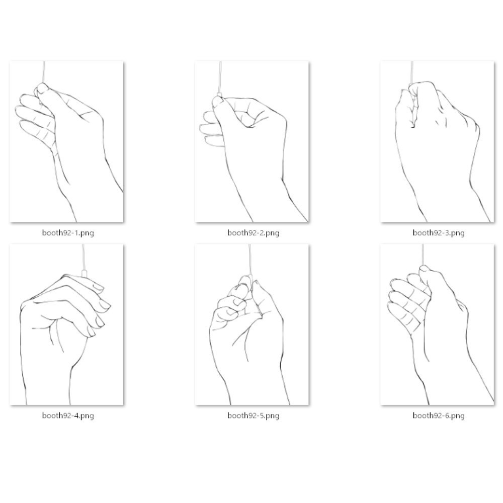 92.【無料・フリー素材】様々なアングルからの紐を引く手【イラスト・漫画用素材】