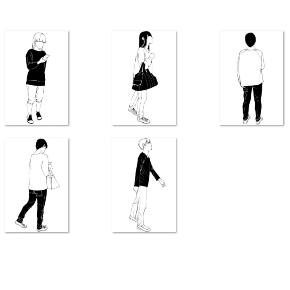🎁👤【無料・フリー素材】背景の密度UP!遠景モブキャラクター素材集(透過PNG/ClipStudio対応)【イラスト・漫画用素材】:93