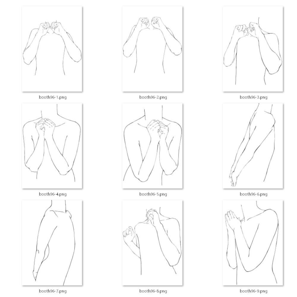 96.様々な上半身のポーズ【イラスト・漫画用素材】無料サンプルございます