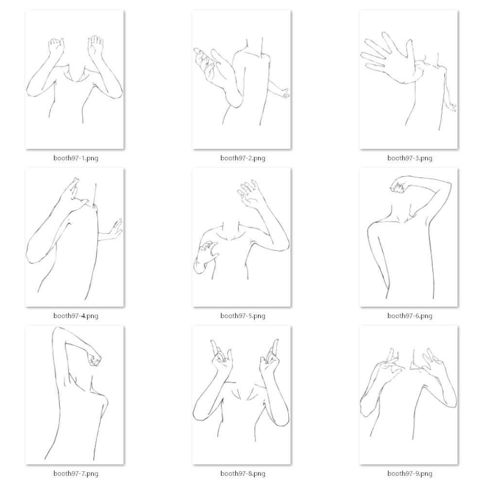 97.様々な上半身のポーズ【イラスト・漫画用素材】無料サンプルございます