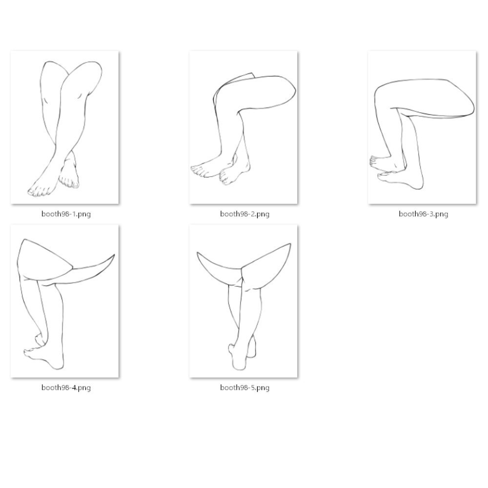 98.【無料・フリー素材】様々なアングルからの座る足【イラスト・漫画用素材】