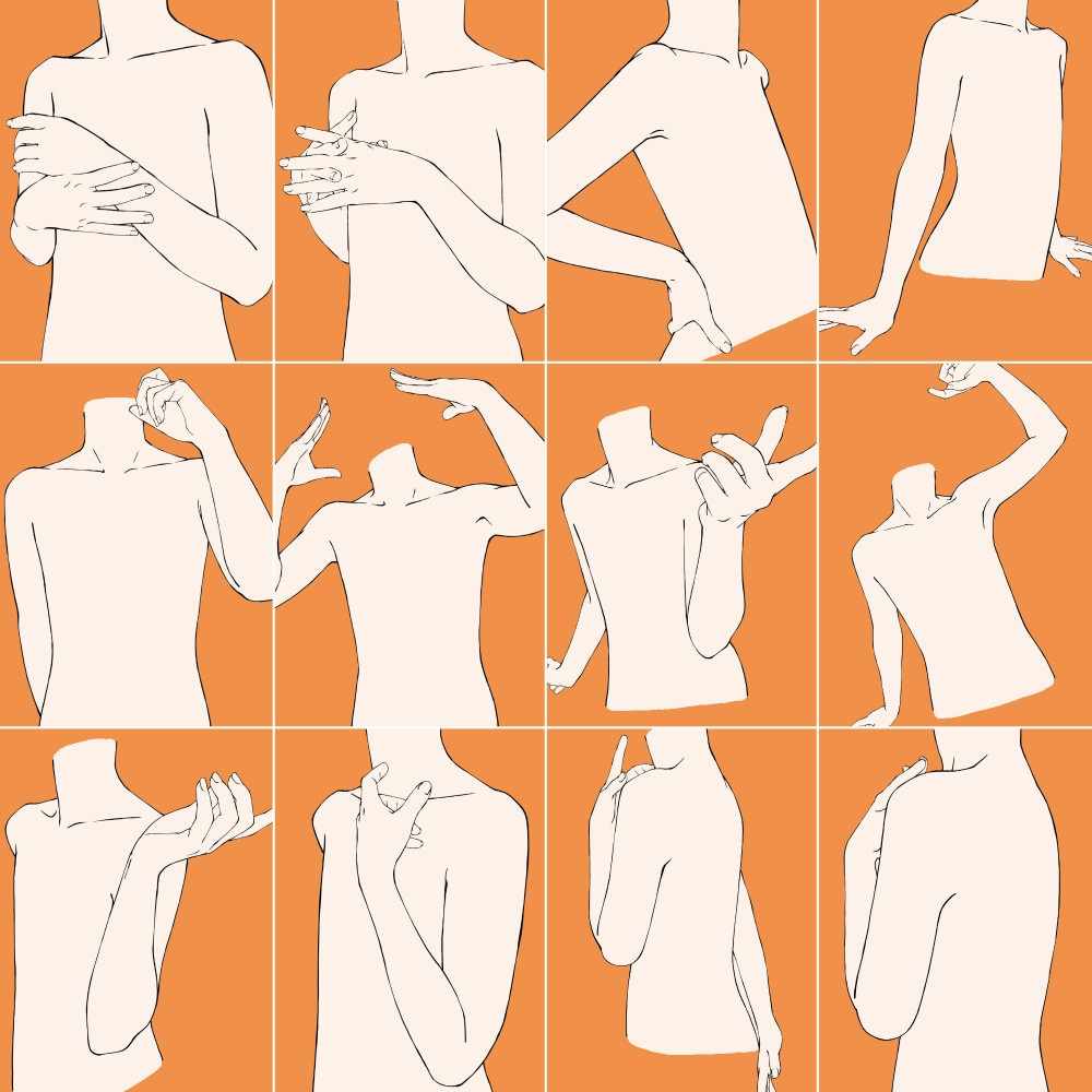 100.様々な上半身のポーズ【イラスト・漫画用素材】無料サンプルございます