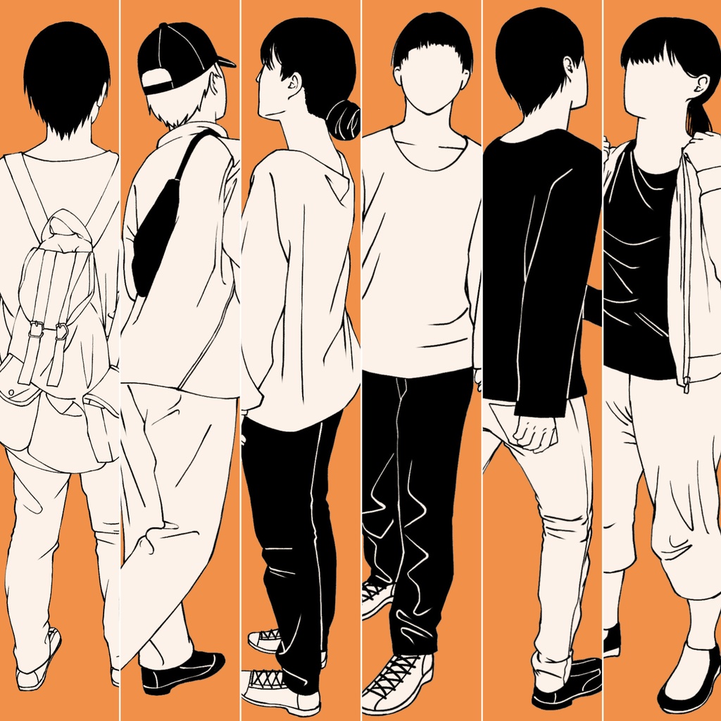 101.【無料・フリー素材】遠景の背景に溶け込むモブ【イラスト・漫画用素材】