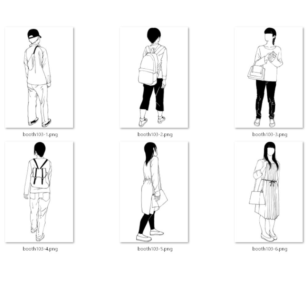 103.【無料・フリー素材】遠景の背景に溶け込むモブ【イラスト・漫画用素材】