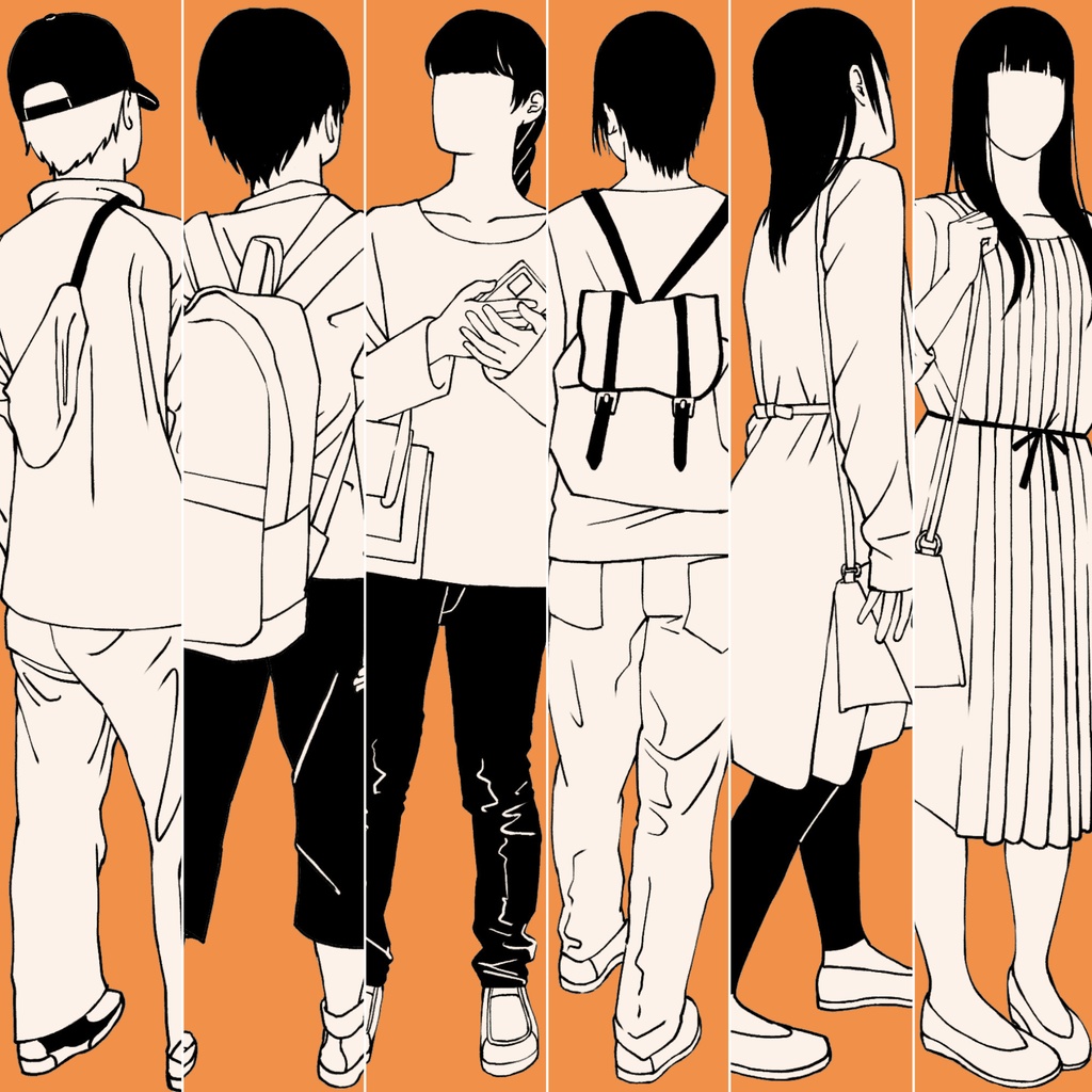 103.【無料・フリー素材】遠景の背景に溶け込むモブ【イラスト・漫画用素材】