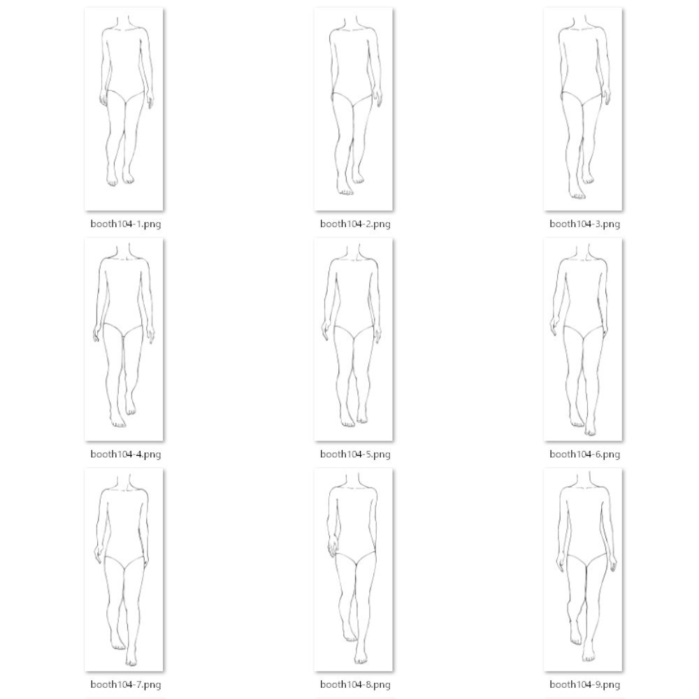 104.歩くモーション【イラスト・漫画用素材】無料サンプルございます