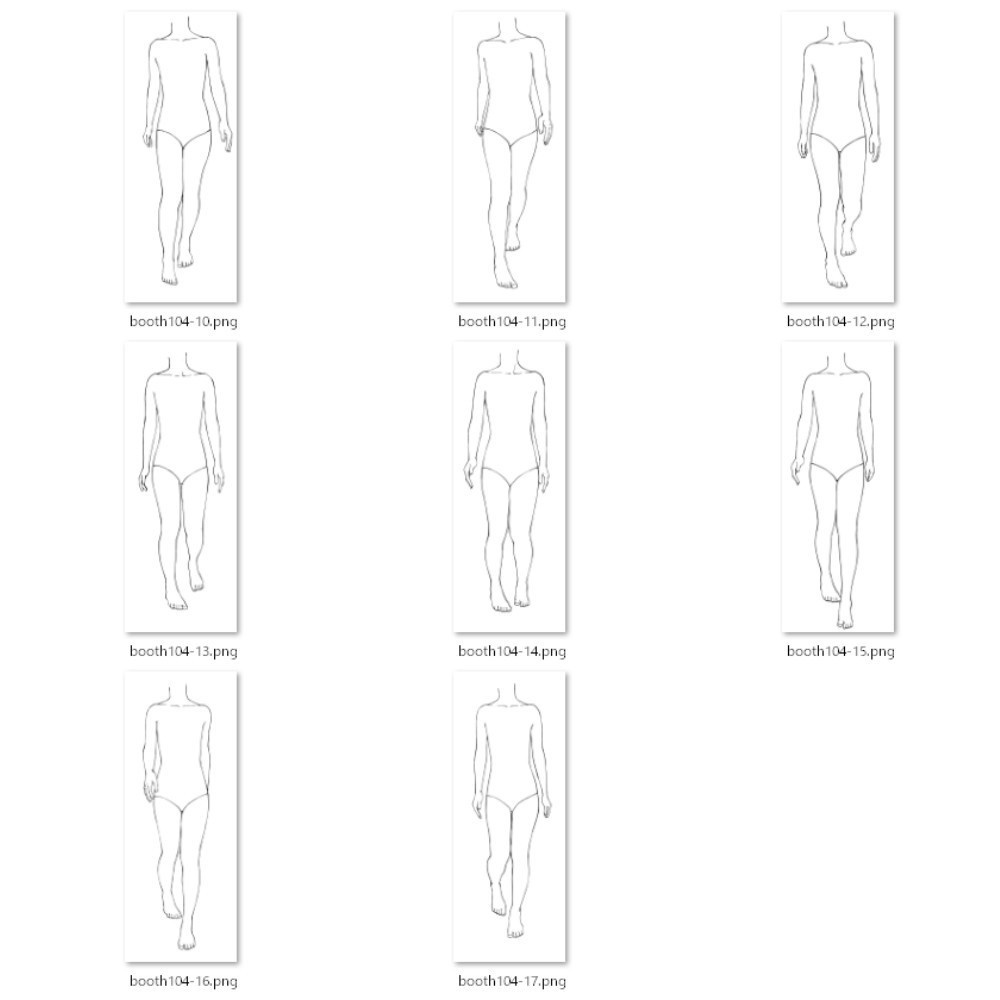 104.歩くモーション【イラスト・漫画用素材】無料サンプルございます