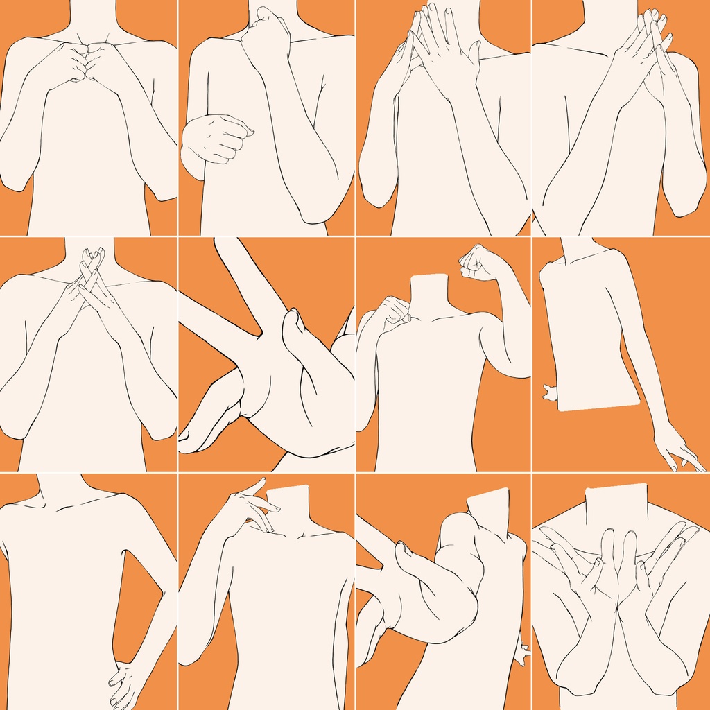 108.様々な上半身のポーズ【イラスト・漫画用素材】無料サンプルございます