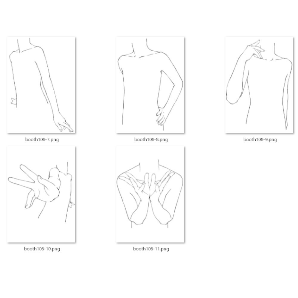 108.様々な上半身のポーズ【イラスト・漫画用素材】無料サンプルございます