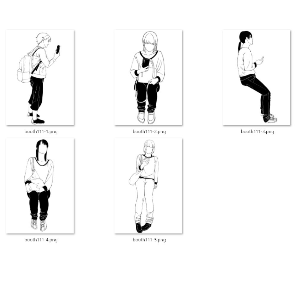 111.【無料・フリー素材】遠景の背景に溶け込むモブ【イラスト・漫画用素材】