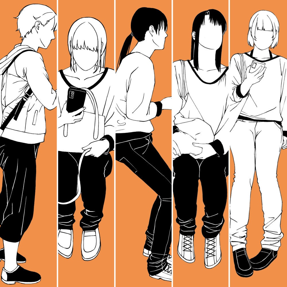 111.【無料・フリー素材】遠景の背景に溶け込むモブ【イラスト・漫画用素材】