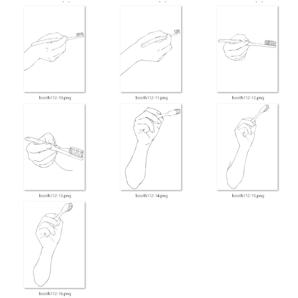 112.様々なアングルからの歯ブラシを持つ手【イラスト・漫画用素材】無料サンプルございます