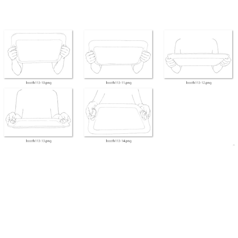 113.様々なアングルからのトレーを持つ手【イラスト・漫画用素材】無料サンプルございます