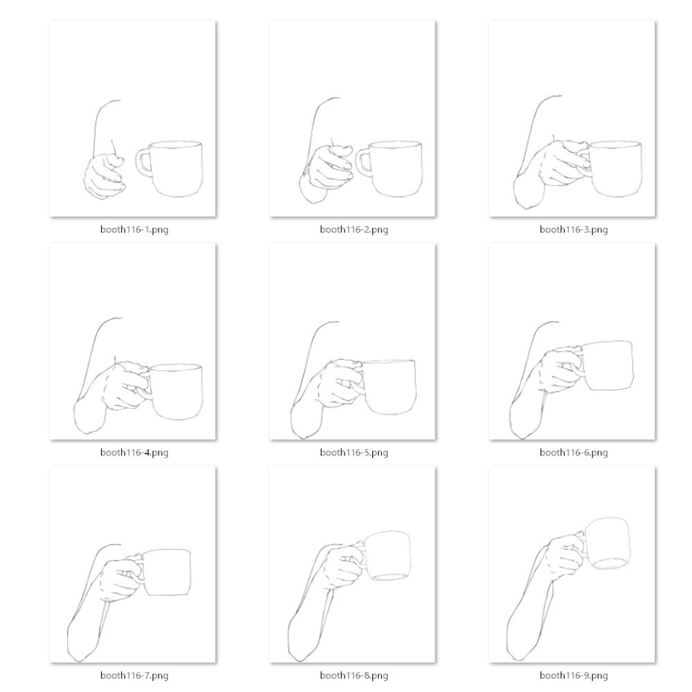 116.マグカップで飲み物を飲むモーション【漫画・イラスト・アニメーション素材】無料サンプルございます