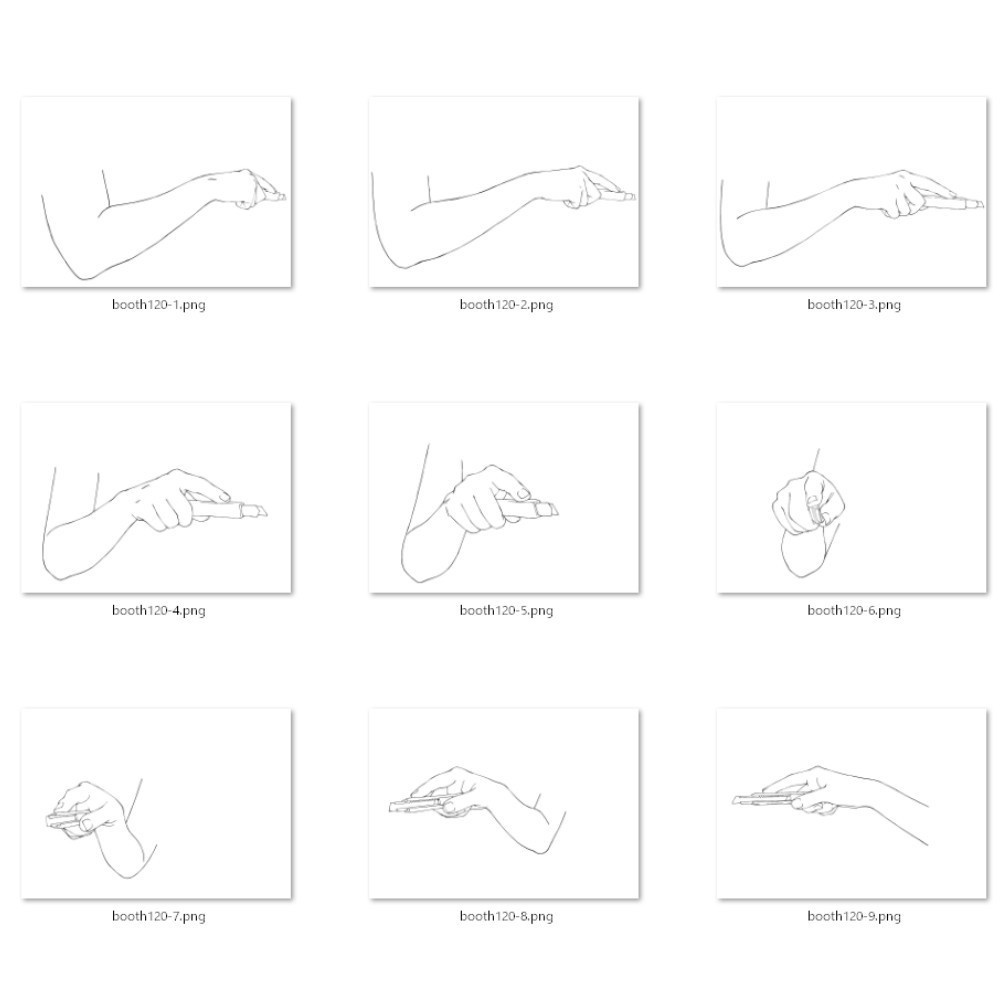 120.様々なアングルからのカッターを持つ手【イラスト・漫画用素材】無料サンプルございます