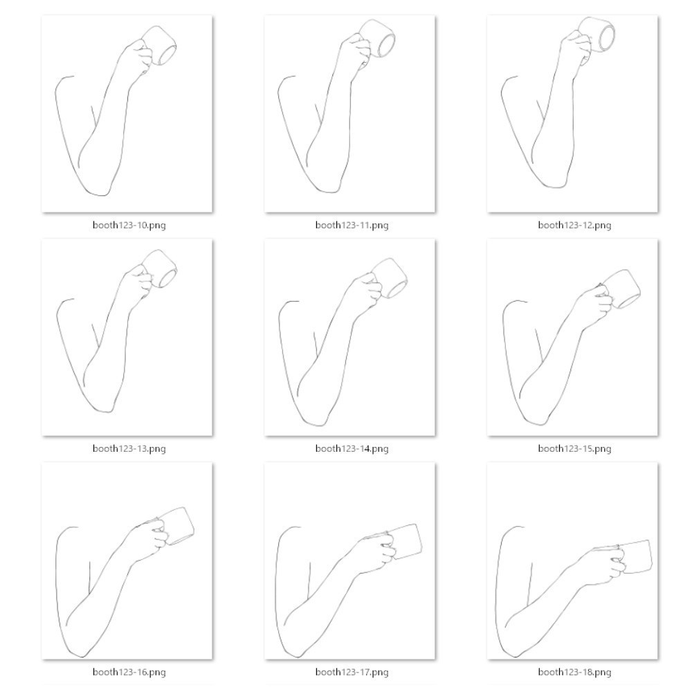 123.斜めのアングルからのマグカップで飲み物を飲むモーション【イラスト・漫画・アニメーション素材】無料サンプルございます