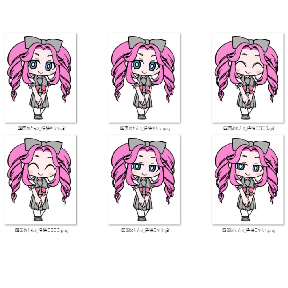 【無料・フリー素材】四国めたん素材セット【2】待機・瞬き(背景透過png&動くアニメGIF)