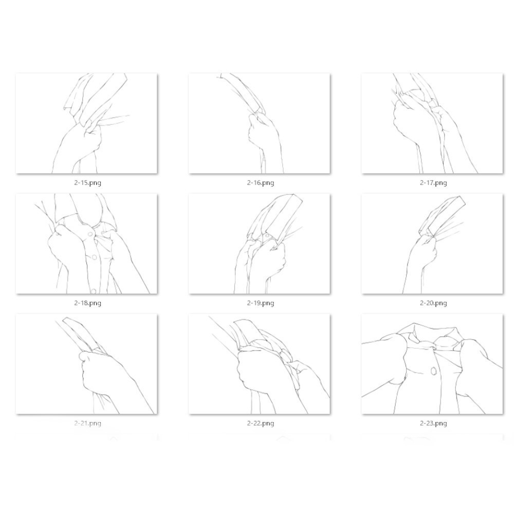 胸倉を掴む手・服のシワ素材集(全63種)片手・両手・Yシャツ対応【漫画・イラスト用】背景透過PNG&ClipStudio用データ【無料サンプル有】:129