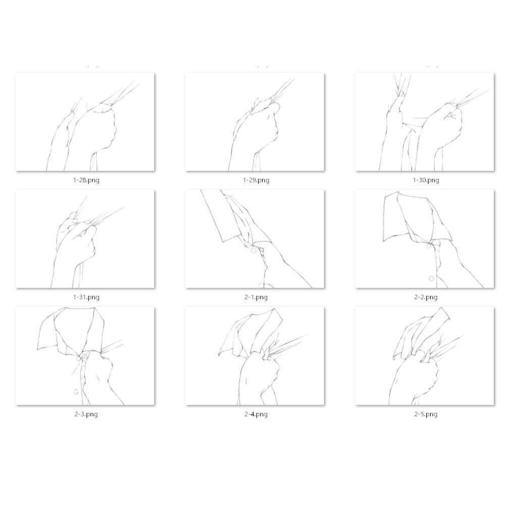 胸倉を掴む手・服のシワ素材集(全63種)片手・両手・Yシャツ対応【漫画・イラスト用】背景透過PNG&ClipStudio用データ【無料サンプル有】:129