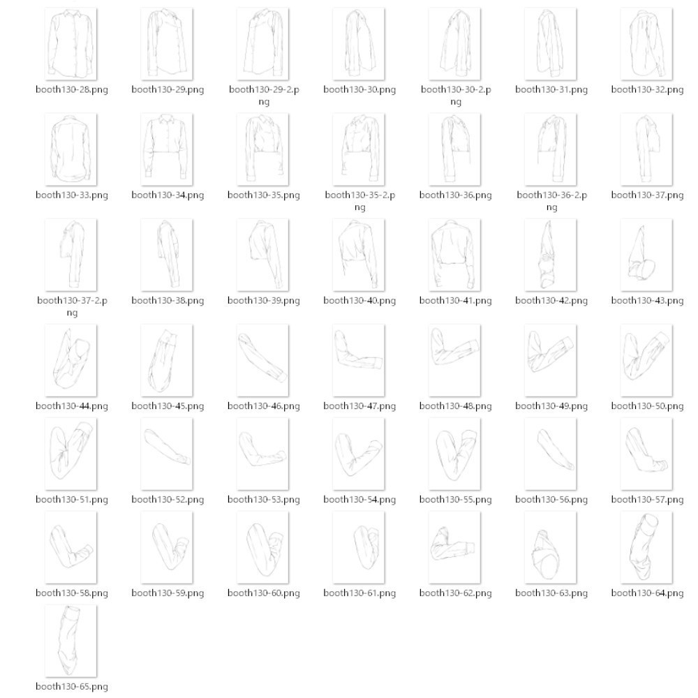 【全85種】ワイシャツのシワ攻略素材集|男女・腕の曲げ角・多アングル網羅(トレス・作画資料用)【漫画・イラスト用】背景透過PNG&ClipStudio用データ【無料サンプル有】:130