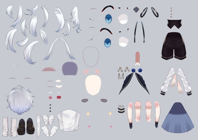 【パーツ分け済みPSD】メカクレうさぎの男の子【汎用モデル】