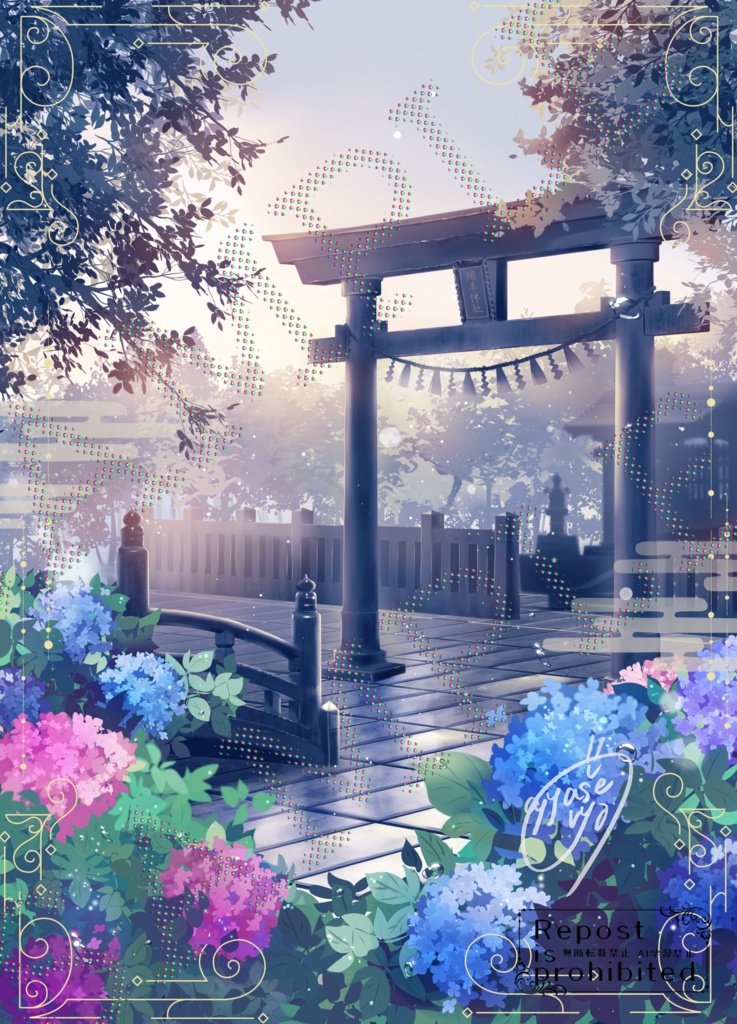 【紫陽花×神社】おはようVtuber素材