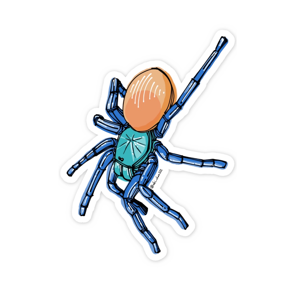 タランチュラステッカー<グリーンボトルブルー背景無し>