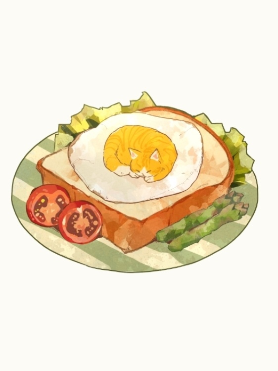 目玉焼きねこウッドキーホルダー