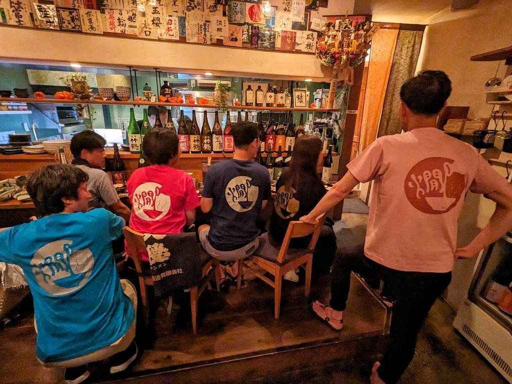 「燗」Tシャツ(インディゴ×シルバー)