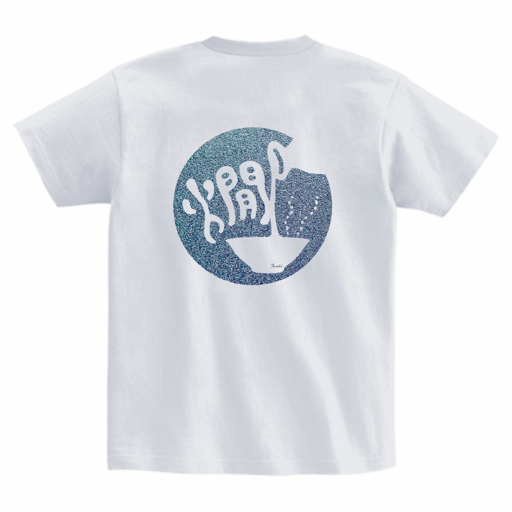 「燗」Tシャツ(アッシュ×ブルーメタリック)