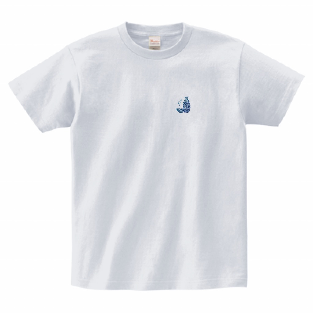 「燗」Tシャツ(アッシュ×ブルーメタリック)