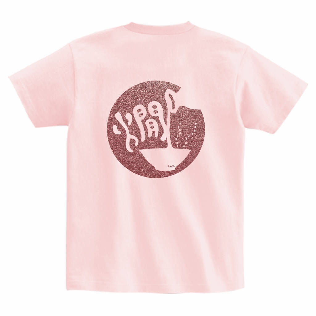 「燗」Tシャツ(ライトピンク×レッドメタリック)