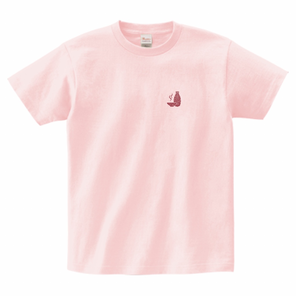 「燗」Tシャツ(ライトピンク×レッドメタリック)