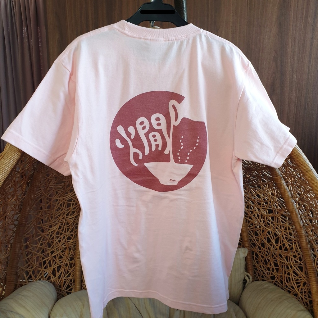 「燗」Tシャツ(ライトピンク×レッドメタリック)