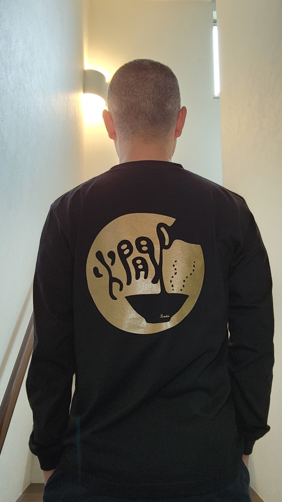 長袖「燗」Tシャツ(ブラック×ゴールド)